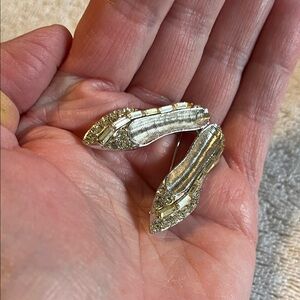 Elegant Silver and Gold Shoe Brooch marked PELL